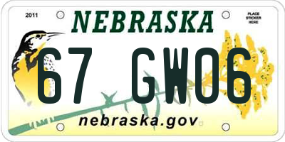 NE license plate 67GW06