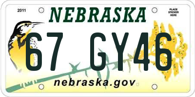NE license plate 67GY46