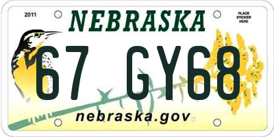 NE license plate 67GY68