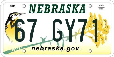 NE license plate 67GY71