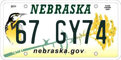 NE license plate 67GY74