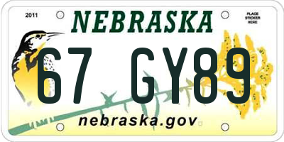 NE license plate 67GY89