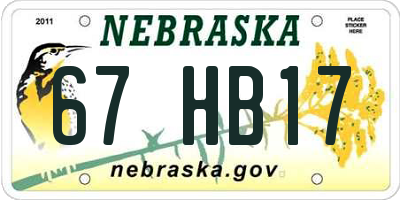 NE license plate 67HB17
