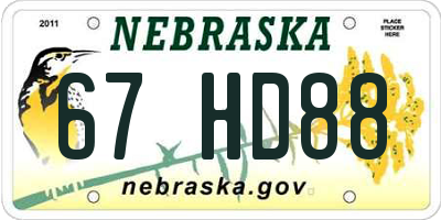NE license plate 67HD88