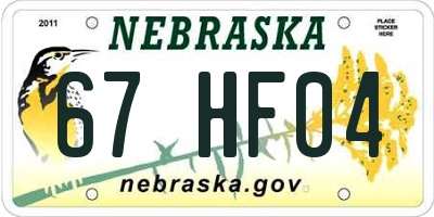 NE license plate 67HF04