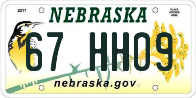 NE license plate 67HH09
