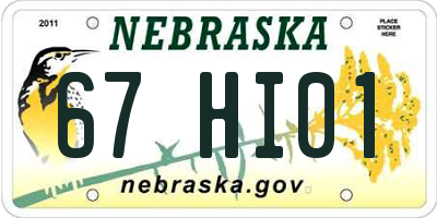 NE license plate 67HI01
