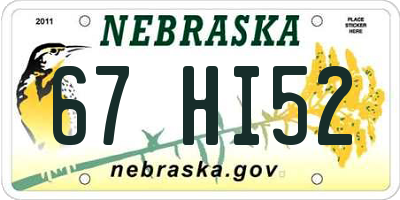 NE license plate 67HI52