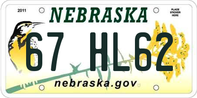 NE license plate 67HL62