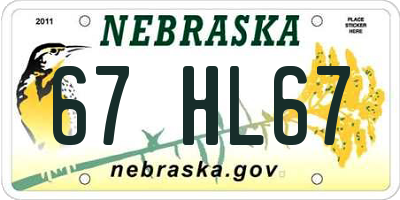 NE license plate 67HL67
