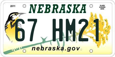 NE license plate 67HM21