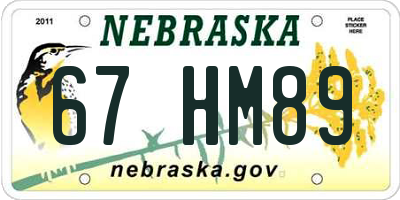 NE license plate 67HM89
