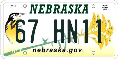 NE license plate 67HN11