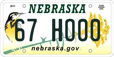 NE license plate 67HO00