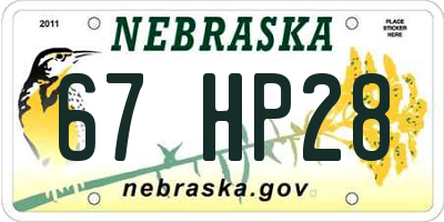 NE license plate 67HP28