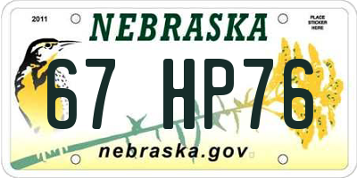 NE license plate 67HP76