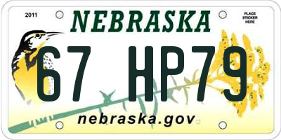 NE license plate 67HP79