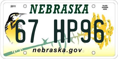 NE license plate 67HP96