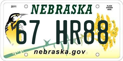 NE license plate 67HR88