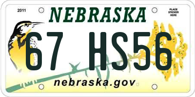 NE license plate 67HS56