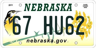 NE license plate 67HU62