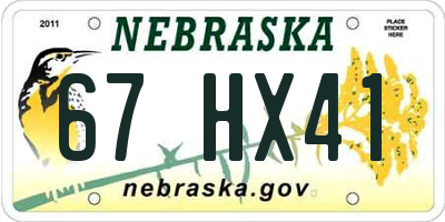 NE license plate 67HX41