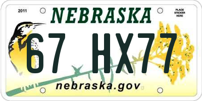 NE license plate 67HX77