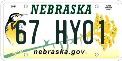 NE license plate 67HY01