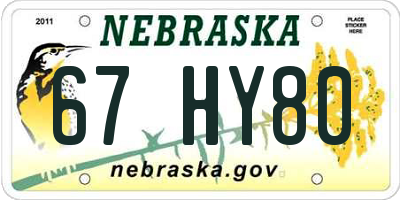 NE license plate 67HY80