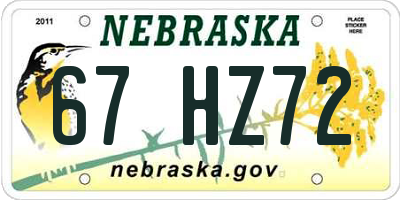 NE license plate 67HZ72