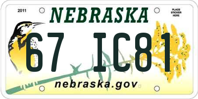 NE license plate 67IC81
