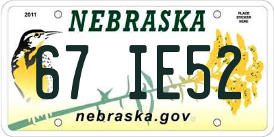 NE license plate 67IE52