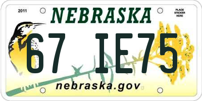 NE license plate 67IE75