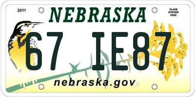 NE license plate 67IE87