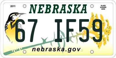 NE license plate 67IF59