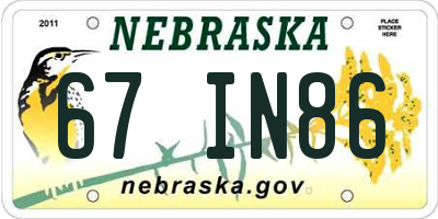 NE license plate 67IN86