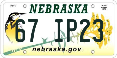 NE license plate 67IP23