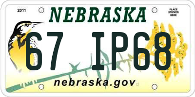 NE license plate 67IP68