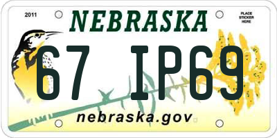 NE license plate 67IP69
