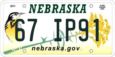 NE license plate 67IP91