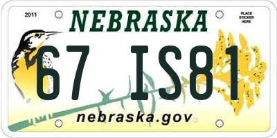 NE license plate 67IS81