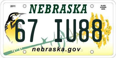 NE license plate 67IU88