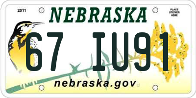 NE license plate 67IU91