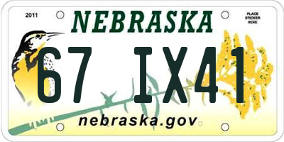 NE license plate 67IX41
