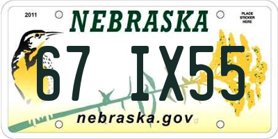 NE license plate 67IX55