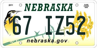 NE license plate 67IZ52