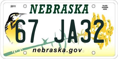 NE license plate 67JA32