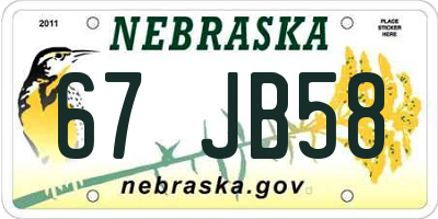NE license plate 67JB58