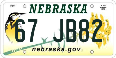 NE license plate 67JB82