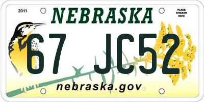 NE license plate 67JC52